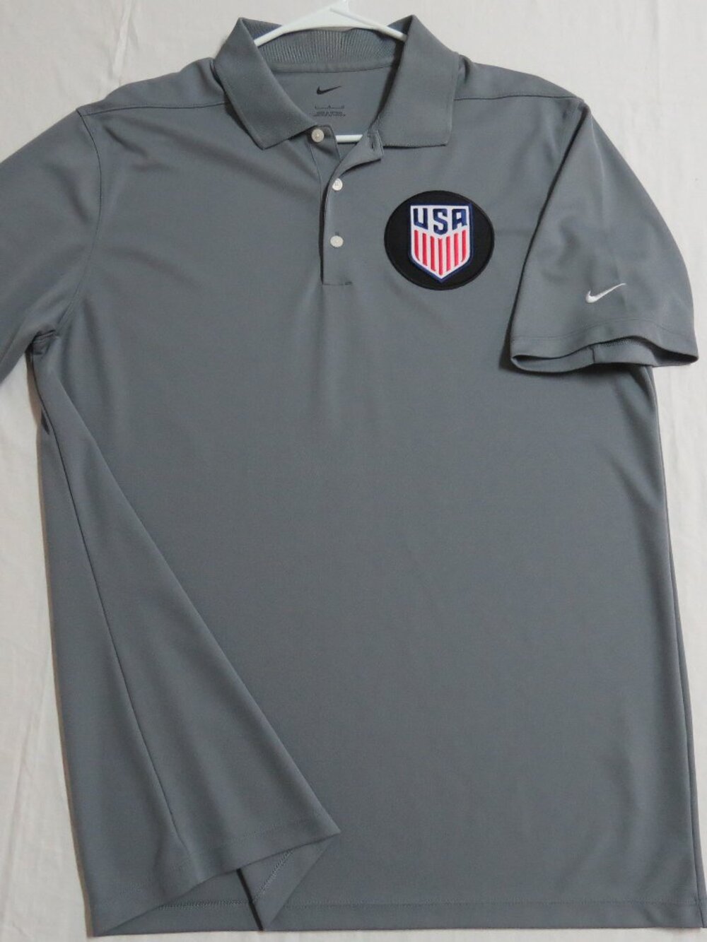 L-XL USA Gray Nike Dri-Fit Men's db #16K Golf Polo Shirt